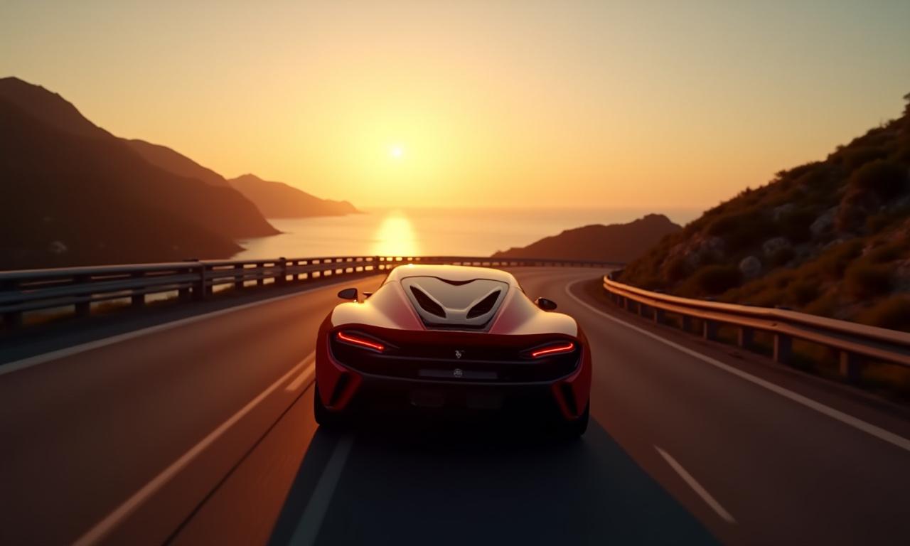 Auto di lusso su una strada panoramica italiana